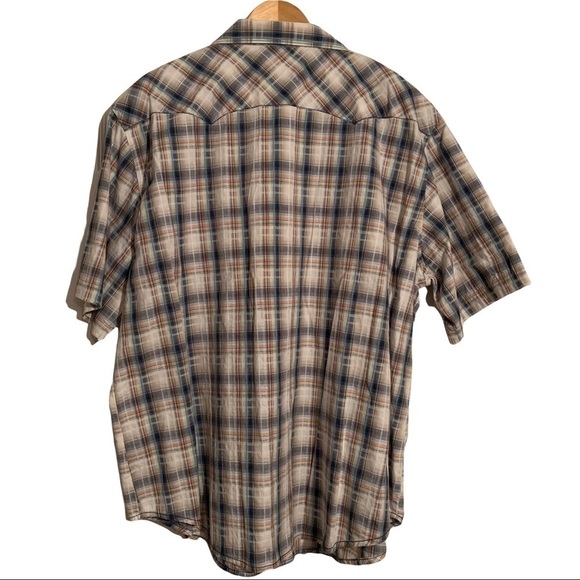 Wrangler short sleeve snap western shirt size XXL - blue, tan, white, rust - Picture 2 of 7